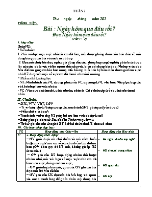 Giáo án môn Tiếng Việt Lớp 2 (Chân trời sáng tạo) - Tuần 2